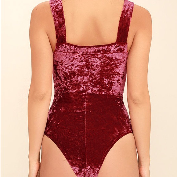 Lulus burgundy velvet bodysuit - Picture 5 of 6